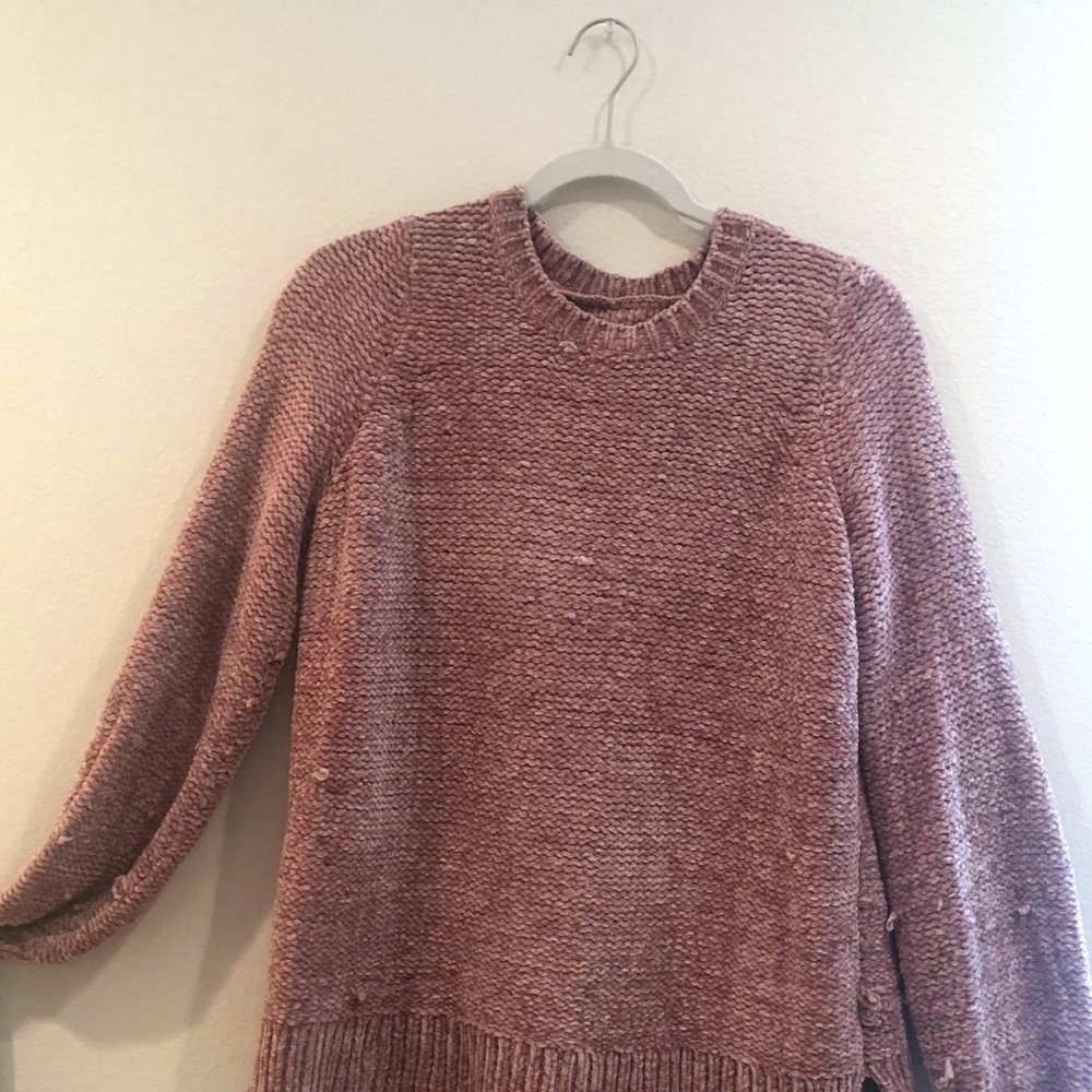 Pink velvet chenille sweater